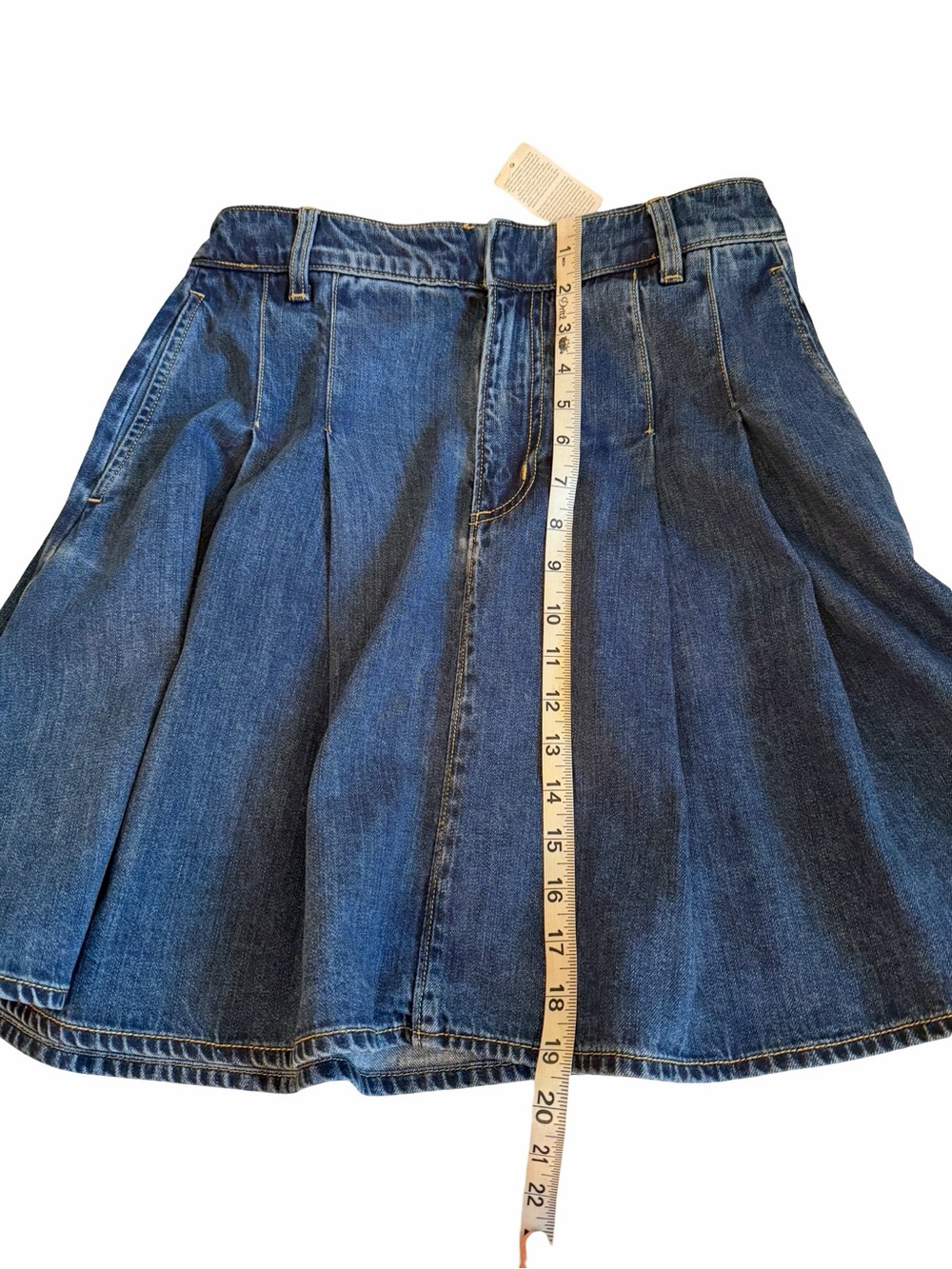 Lands' End NWT SZ 6 Dark Blue Denim Mid Rise Skater/Flare/Pleated Skirt - Picture 4 of 7